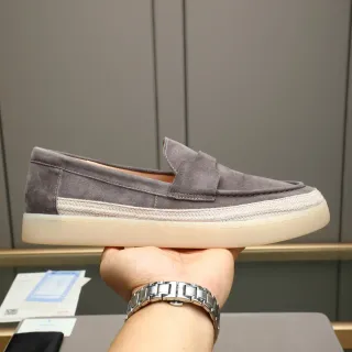 Prada Gris Beige Daim Empiegne Tresse Jute Semelle Intermediaire Bande Mocassin