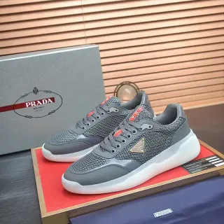 Prada Zapatillas Lifestyle Gris Blanco Upper Híbrido Malla-Sintético Translucente Suela Gruesa