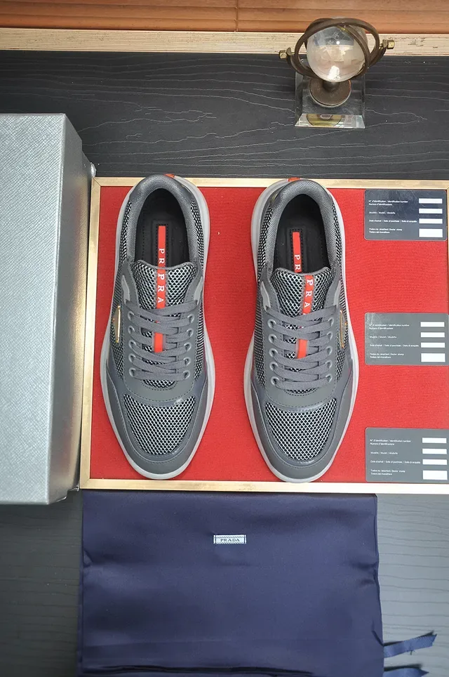 Prada Gray White Mesh-Synthetic Hybrid Upper Translucent Chunky Sole Lifestyle Sneakers 3