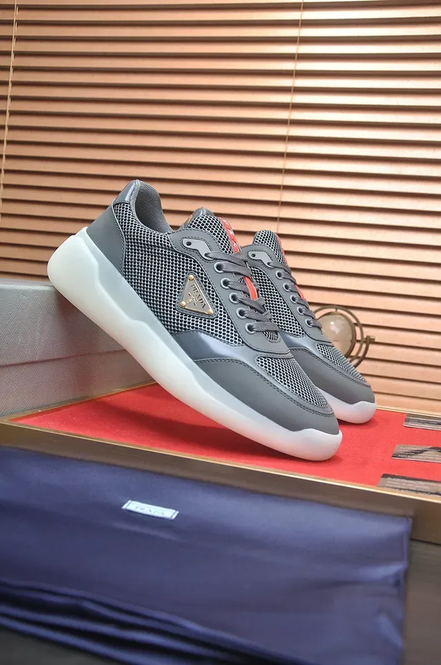 Prada Gray White Mesh-Synthetic Hybrid Upper Translucent Chunky Sole Lifestyle Sneakers 4