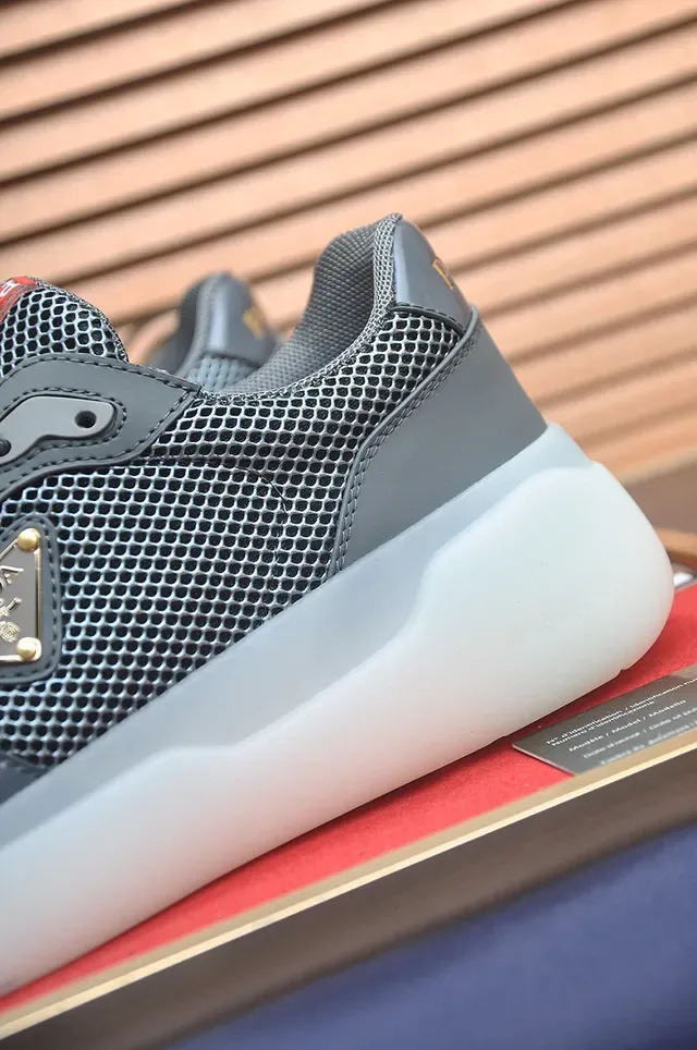 Prada Gray White Mesh-Synthetic Hybrid Upper Translucent Chunky Sole Lifestyle Sneakers 9