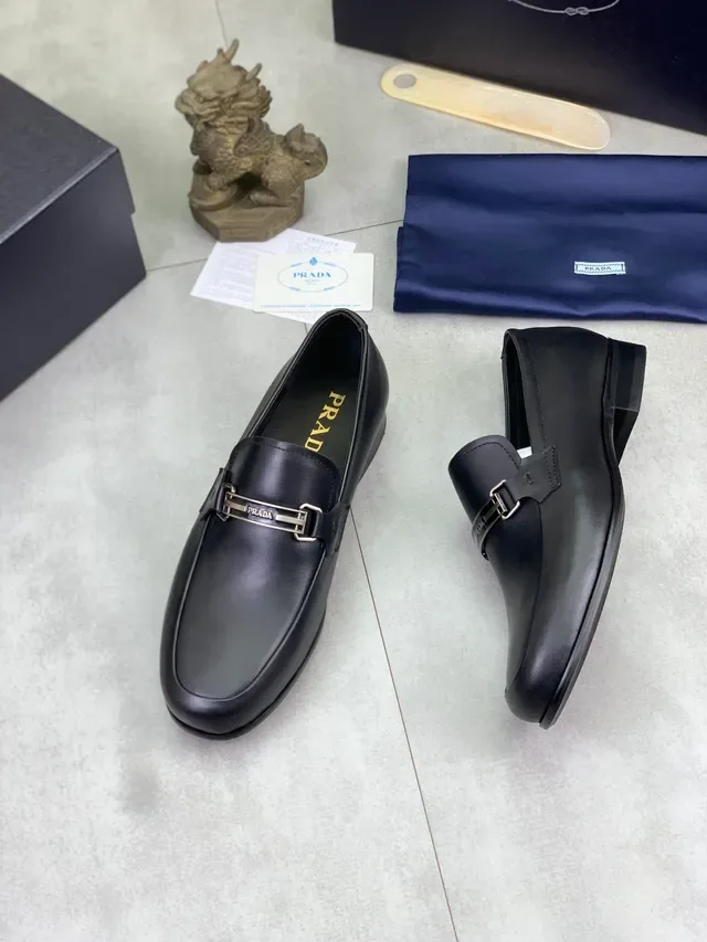 Prada Horsebit Loafer Black Leather Slip-On Loafers 5