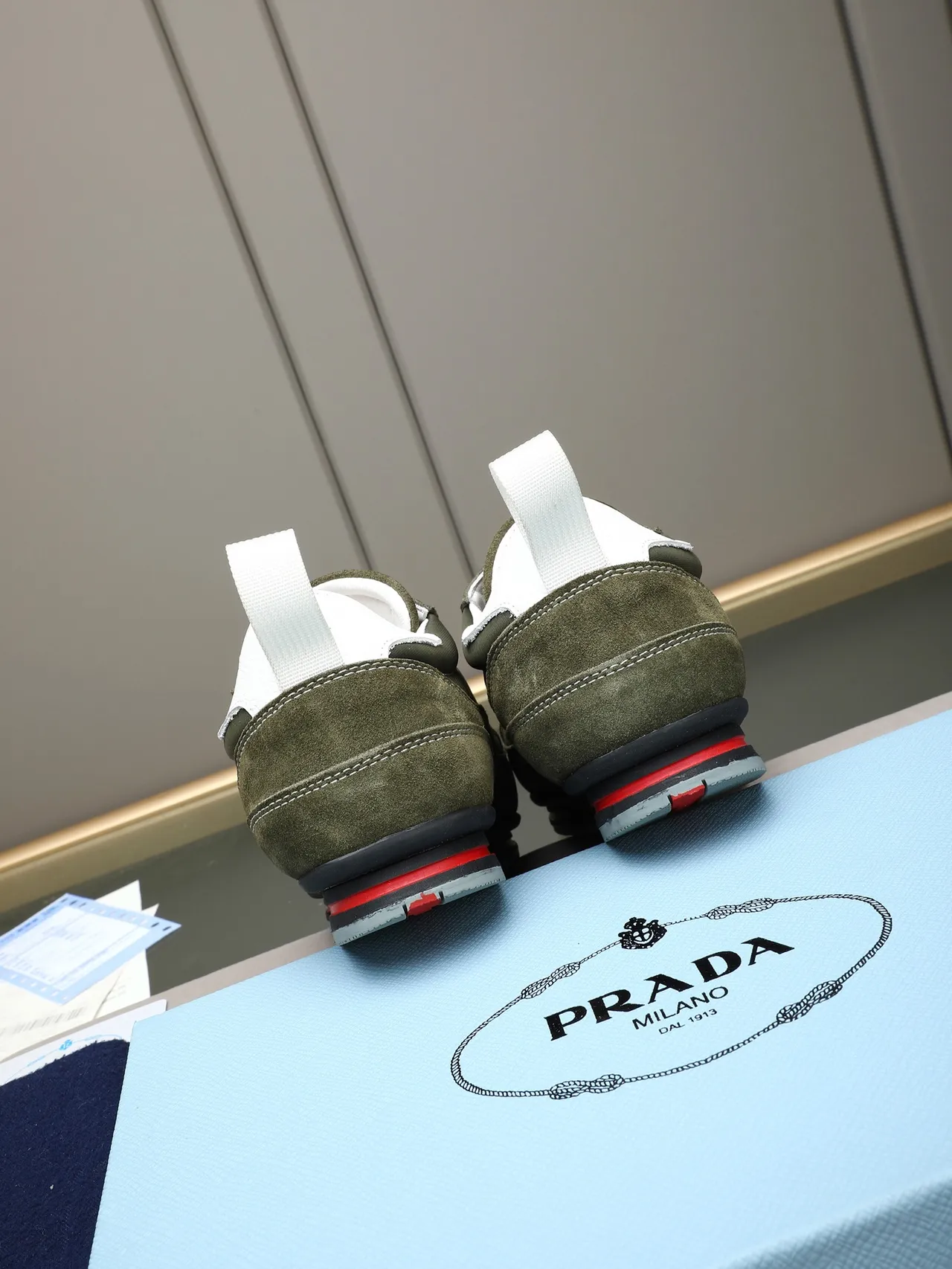 Prada Olive Green Suede and Nylon Panelled Lifestyle Sneakers 3