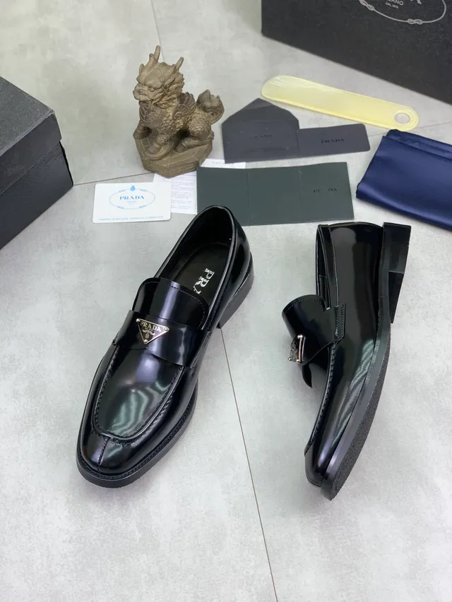 Prada Patent Leather Triangle Logo Loafer 5