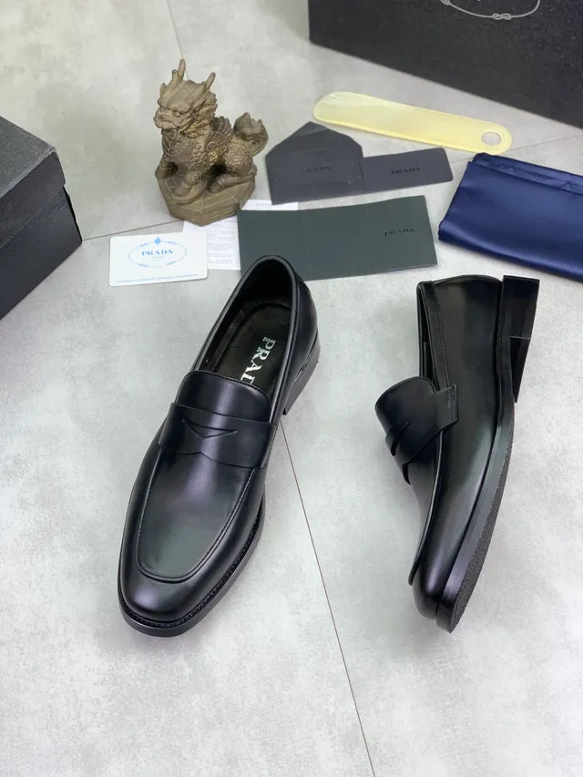 Prada Penny Loafer Black Leather Loafers 5