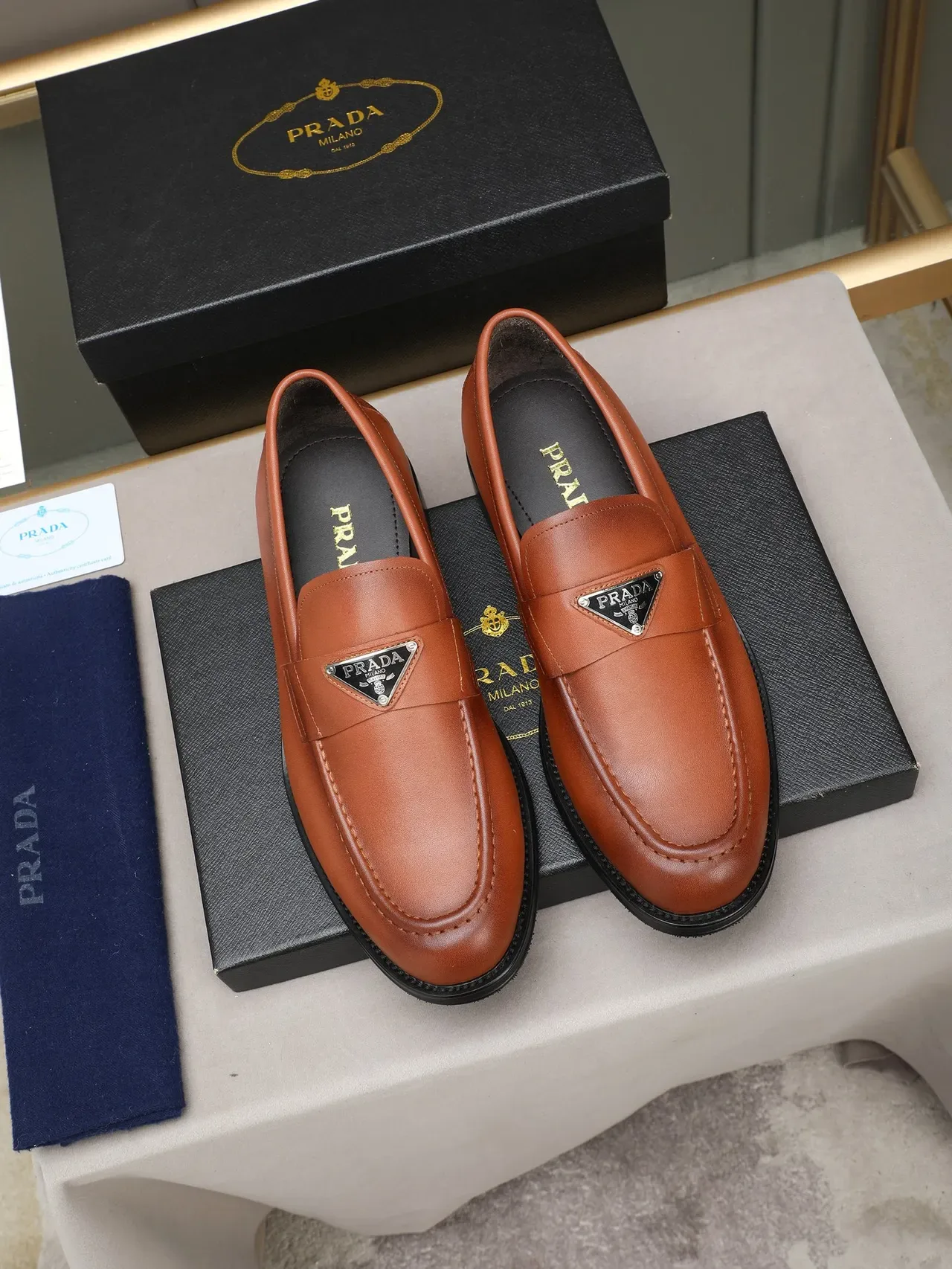 Prada Penny Loafer Brown Leather Loafers 2