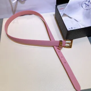 Prada Pink Gold Slim Smooth Leather Belt