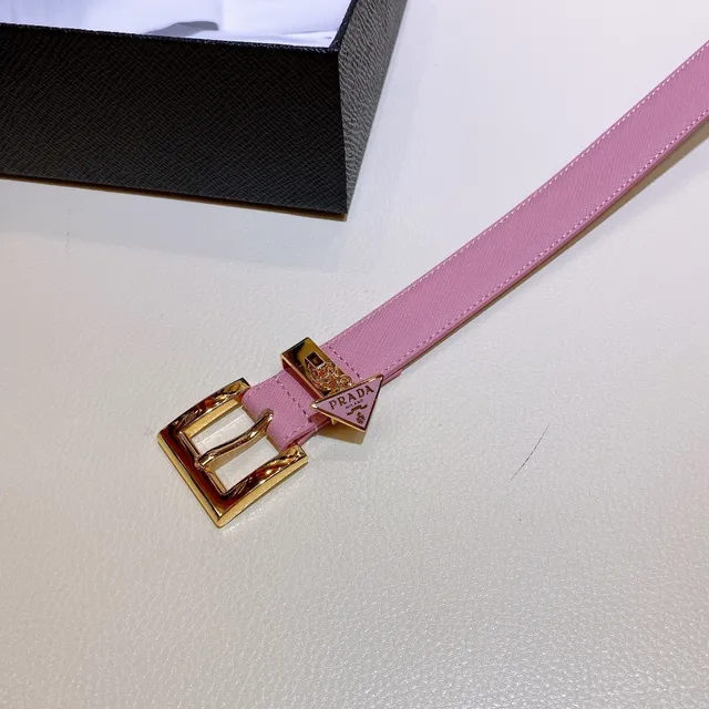 Prada Pink Gold Slim Smooth Leather Belt 2