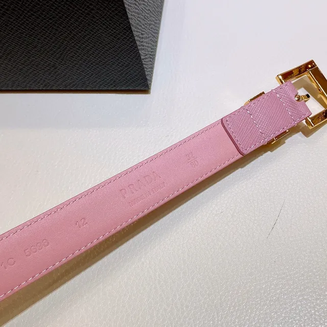 Prada Pink Gold Slim Smooth Leather Belt 3