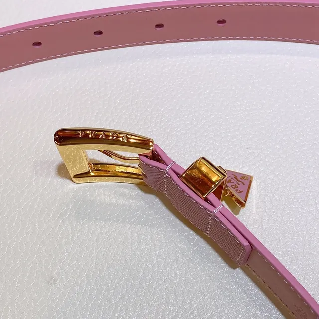 Prada Pink Gold Slim Smooth Leather Belt 4
