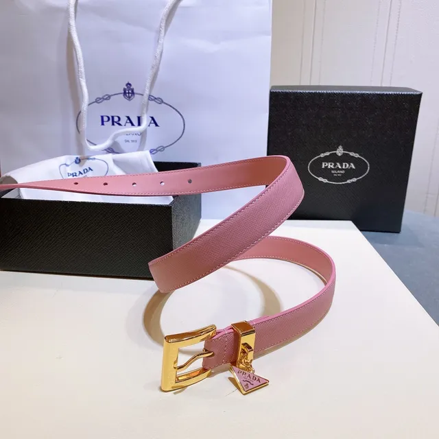 Prada Pink Gold Slim Smooth Leather Belt 5