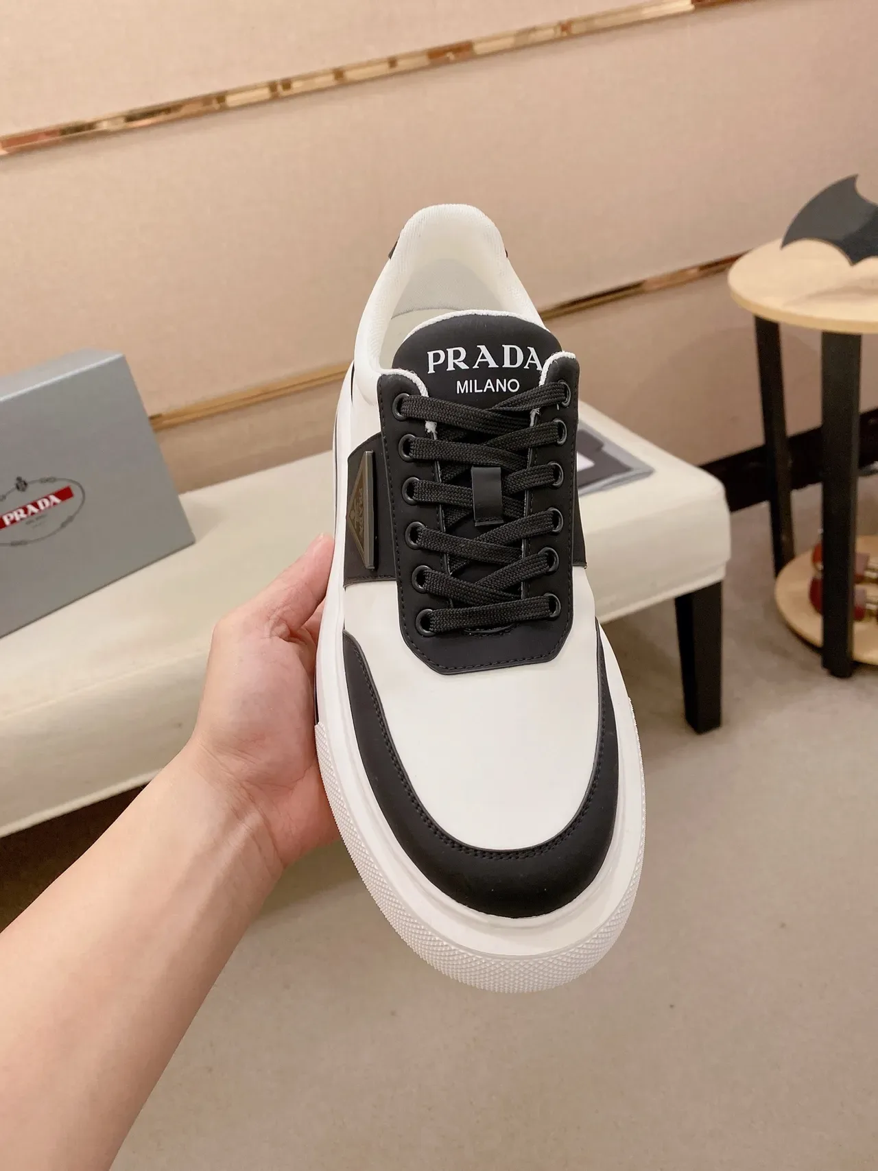 Prada Re-Edition Two-Tone Leather Platform Lifestyle Sneakers 5