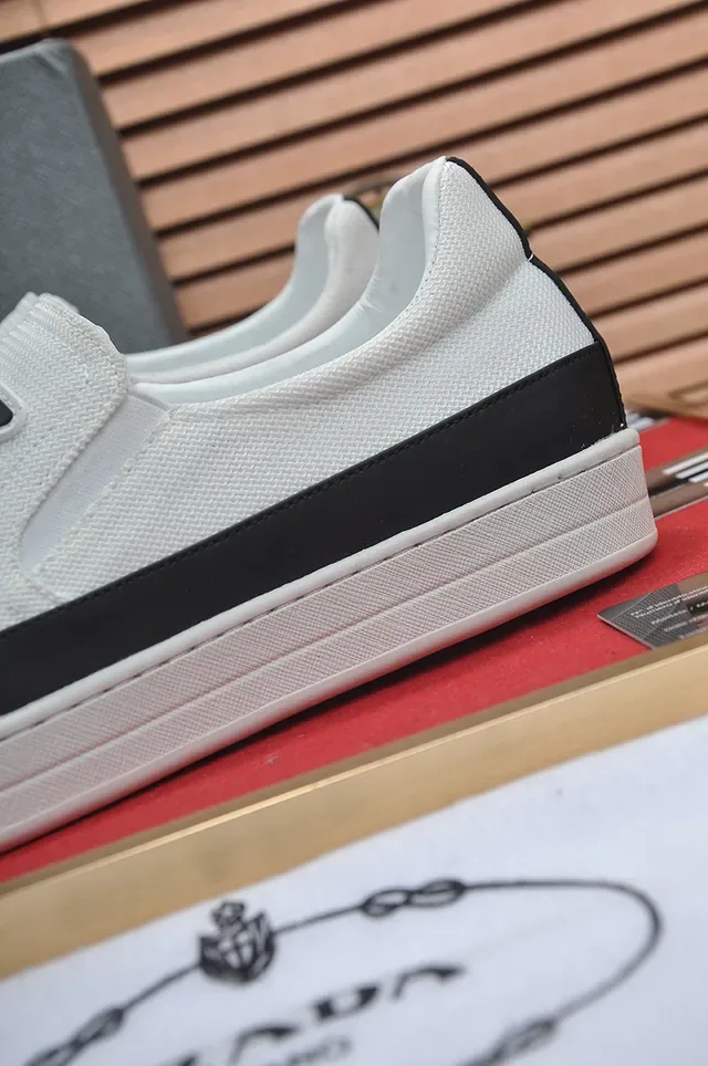 Prada Re-Edition White Black Slip-On Woven Textile Upper Loafer 3
