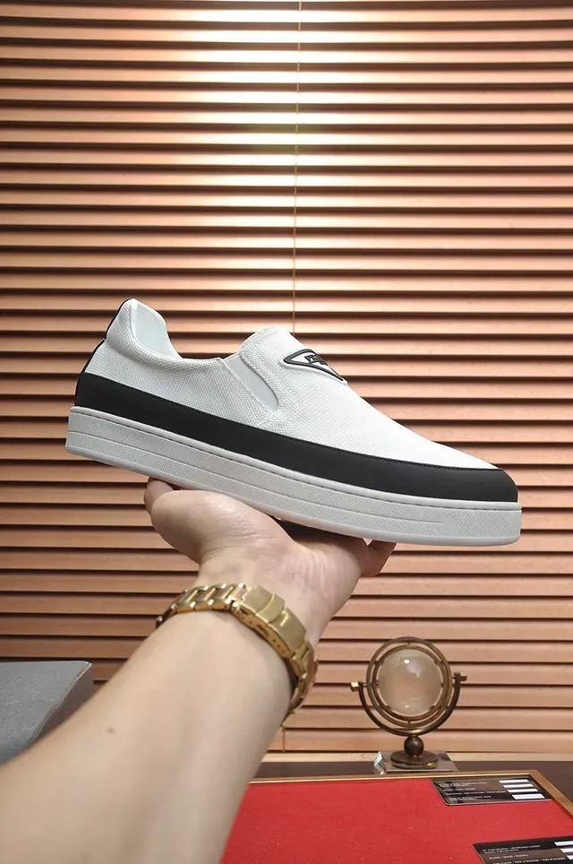 Prada Re-Edition White Black Slip-On Woven Textile Upper Loafer 7