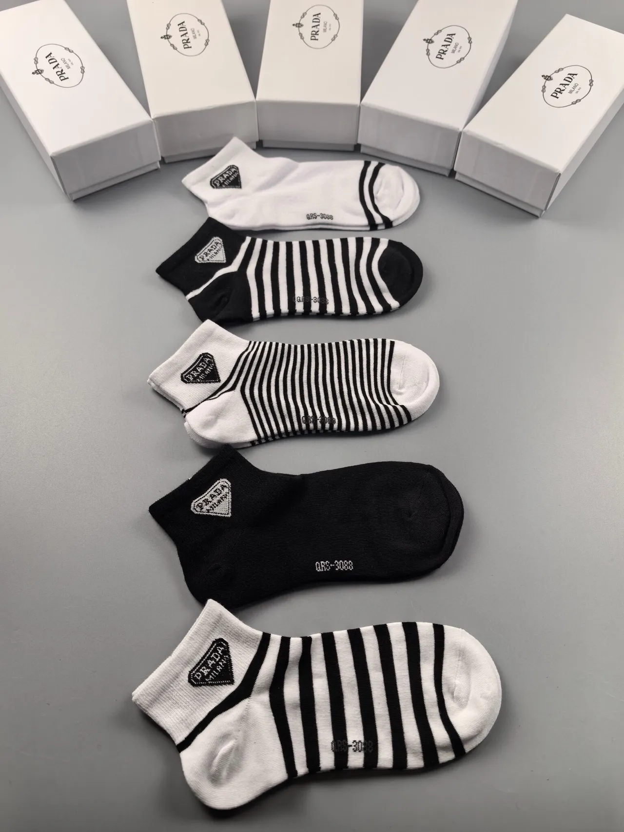 Prada Striped and Solid Ankle Socks 2