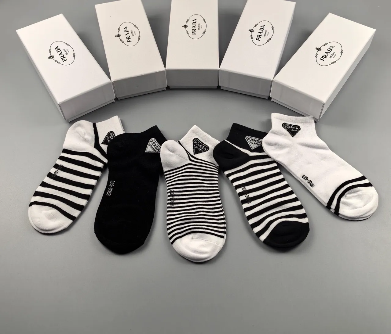Prada Striped and Solid Ankle Socks 4