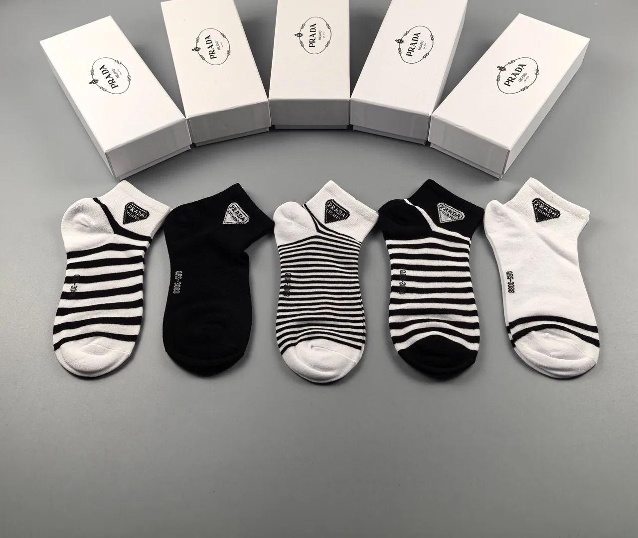 Prada Striped and Solid Ankle Socks 5