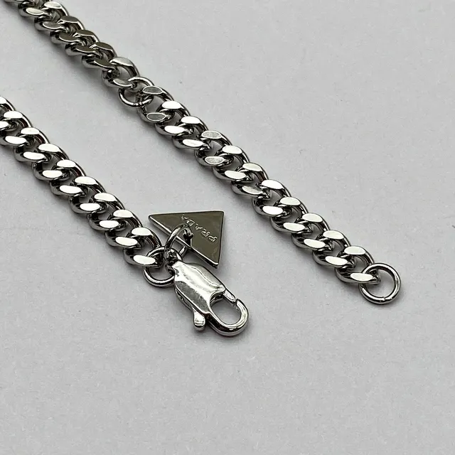 Prada Triangle Necklace Gold and Silver Tone Crystal Pendant Necklaces 2
