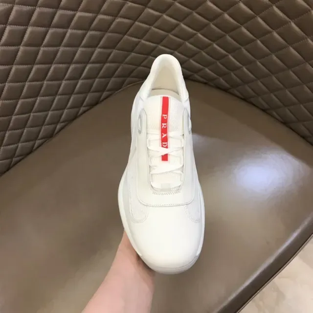 Prada White Leather and Mesh Lifestyle Sneakers 2