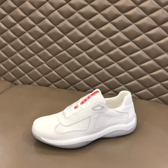 Prada White Leather and Mesh Lifestyle Sneakers 3