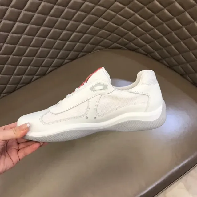 Prada White Leather and Mesh Lifestyle Sneakers 5