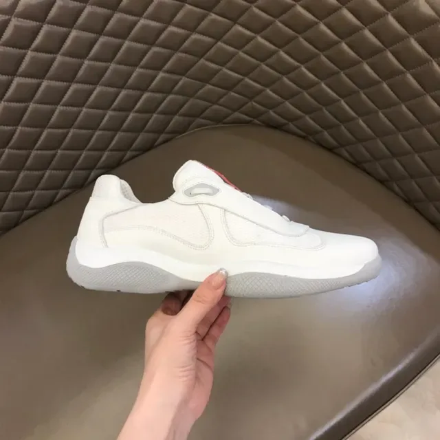 Prada White Leather and Mesh Lifestyle Sneakers 7