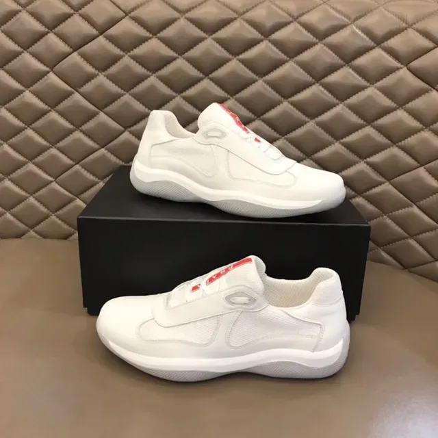 Prada White Leather and Mesh Lifestyle Sneakers 8