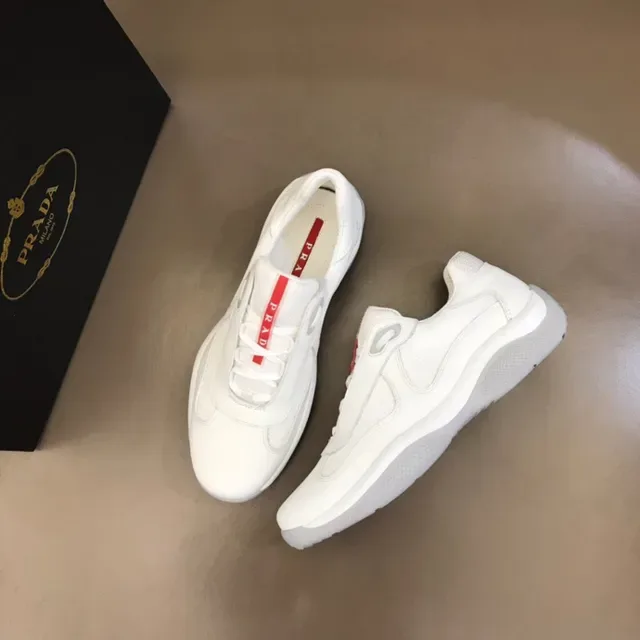 Prada White Leather and Mesh Lifestyle Sneakers 9