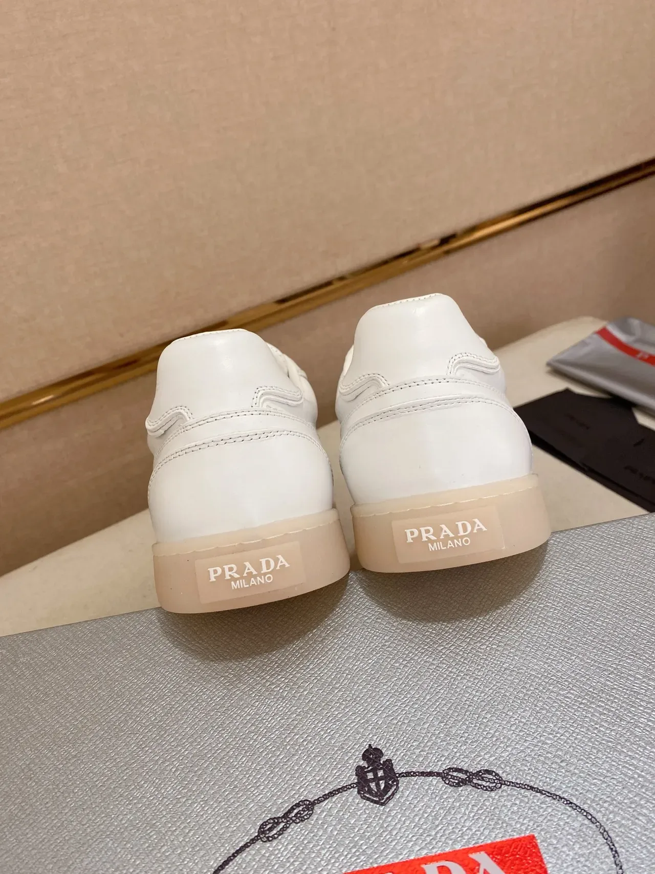 Prada White Paneled Leather Lifestyle Sneaker 3