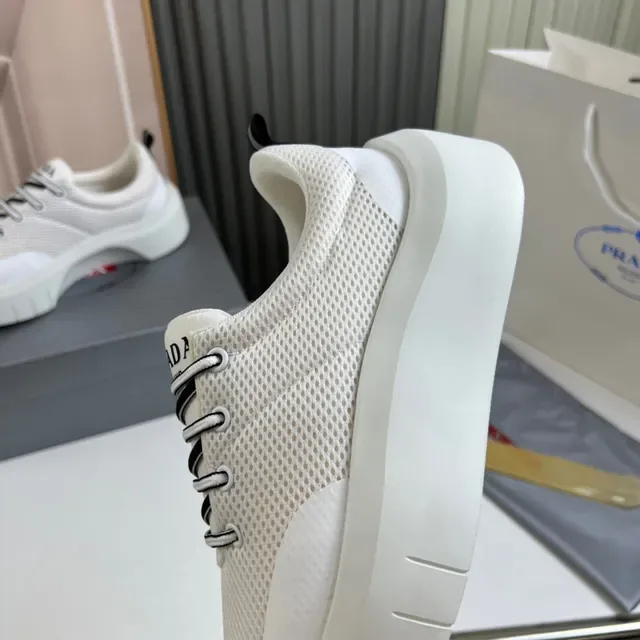 Prada White Red Mesh Upper Platform Sole Chunky Sneakers 3