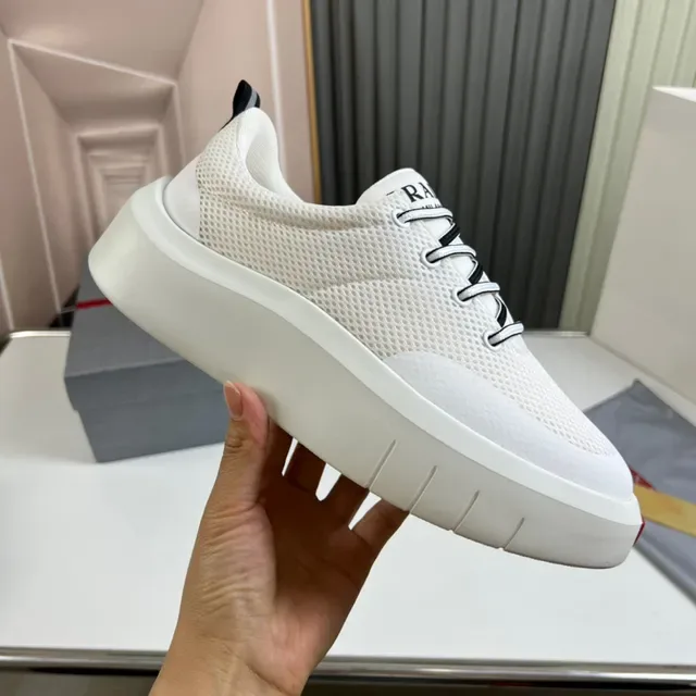Prada White Red Mesh Upper Platform Sole Chunky Sneakers 4