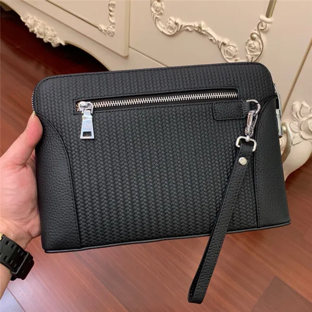 Prada Woven Leather Black Envelope Clutch 7