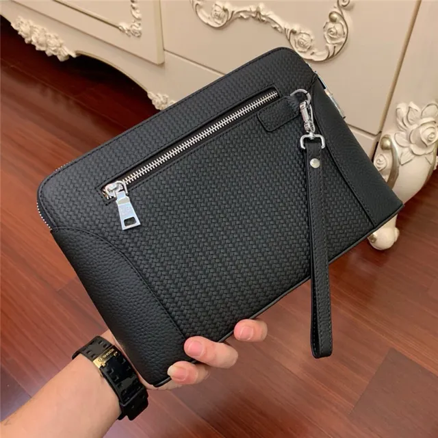Prada Woven Leather Black Envelope Clutch 9