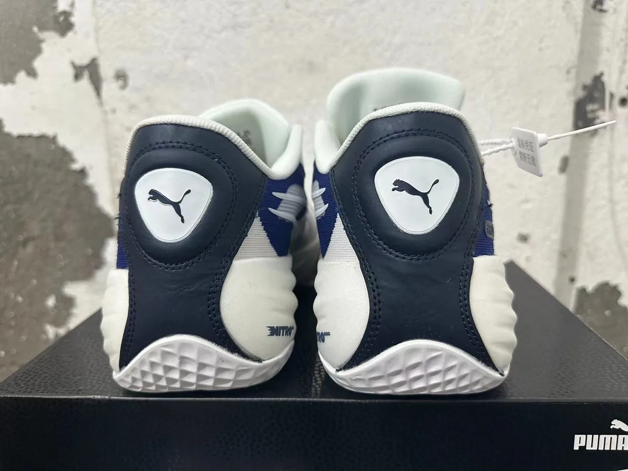 Puma All-Pro Nitro Blanco Azul Malla Capa Y Superior Sintético Suela Media Esculpida Zapatillas de Baloncesto 3