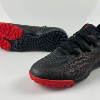 Puma Black Red Textured Synthetic Upper Wave Pattern Turf Soccer Shoes