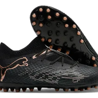 Puma Future Z Black Gold Sock-Fit Knit Collar Textured Synthetic Upper Turf Soccer Shoes