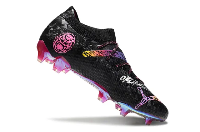 Puma Future Z Noir Rose Upper Tricoté Cage à Talons Iridescente Terrain Dur Chaussures de Football 2