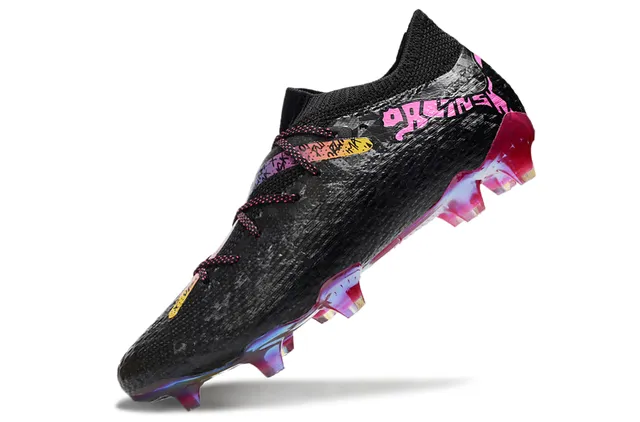 Puma Future Z Noir Rose Upper Tricoté Cage à Talons Iridescente Terrain Dur Chaussures de Football 3