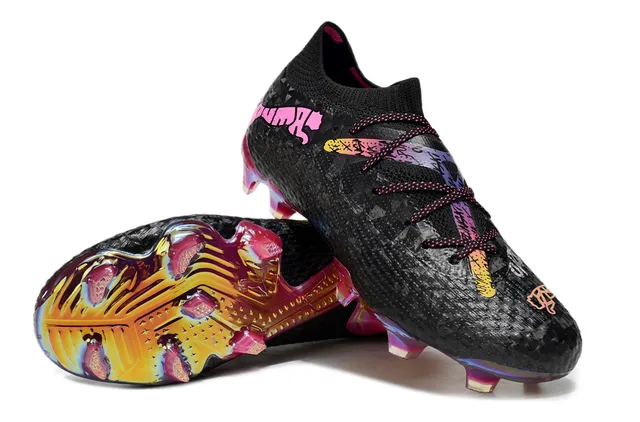 Puma Future Z Noir Rose Upper Tricoté Cage à Talons Iridescente Terrain Dur Chaussures de Football 4