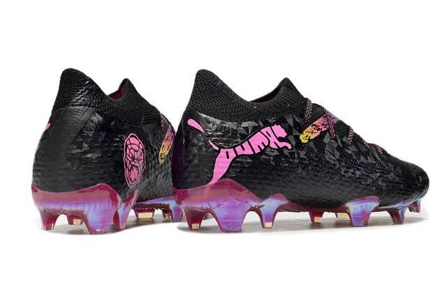 Puma Future Z Noir Rose Upper Tricoté Cage à Talons Iridescente Terrain Dur Chaussures de Football 5