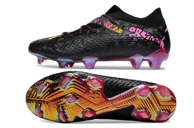 Puma Future Z Noir Rose Upper Tricoté Cage à Talons Iridescente Terrain Dur Chaussures de Football 6