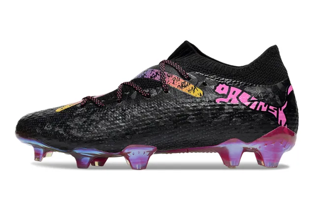 Puma Future Z Noir Rose Upper Tricoté Cage à Talons Iridescente Terrain Dur Chaussures de Football 7