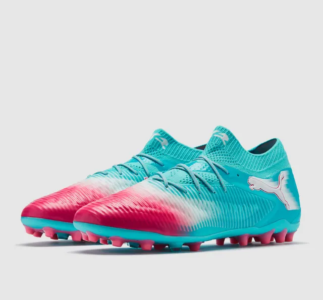 Puma Future Z Chaussures Football Bleu Rose Colier Chaussette Tricotée Upper Gradient Terrain Ferme 11