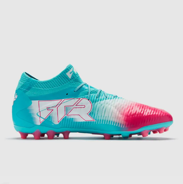 Puma Future Z Chaussures Football Bleu Rose Colier Chaussette Tricotée Upper Gradient Terrain Ferme 13
