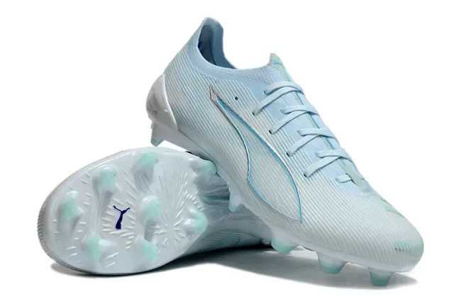 Puma Future Z Blue White Ribbed Knit Upper Translucent Mint-Green Studs Firm-Ground Soccer Shoes 4