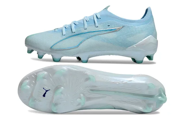 Puma Future Z Blue White Ribbed Knit Upper Translucent Mint-Green Studs Firm-Ground Soccer Shoes 6