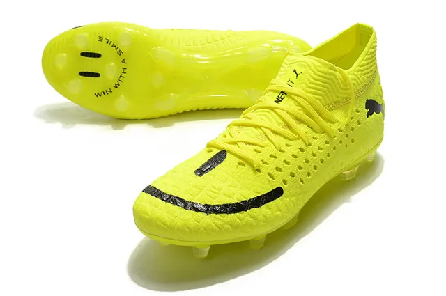 Puma Future Z Amarelo fluorescente Preto Gramado firme Sapatos de futebol 16