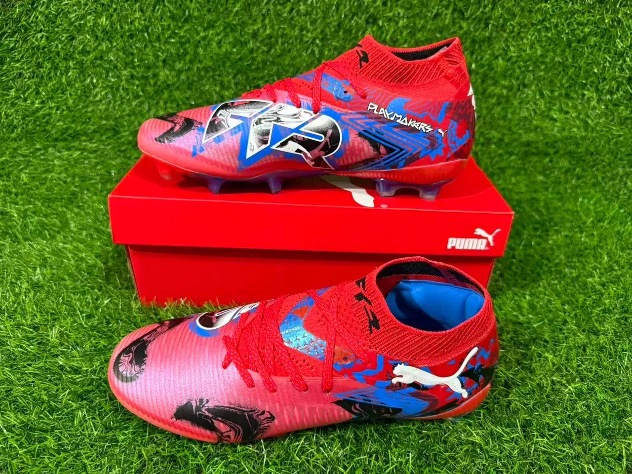 Puma Future Z Graphic Print Red Pink Blue Firm-Ground Soccer Shoes 7