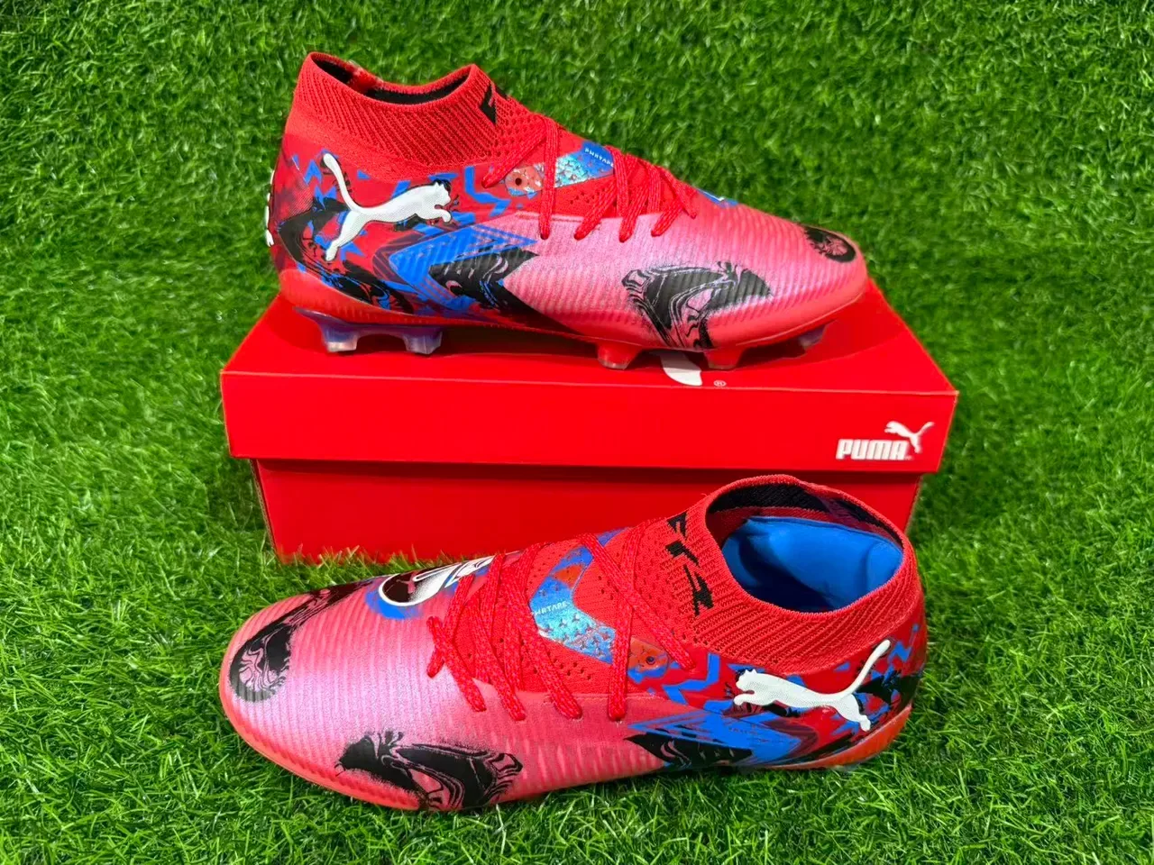 Puma Future Z Graphic Print Red Pink Blue Firm-Ground Soccer Shoes 8