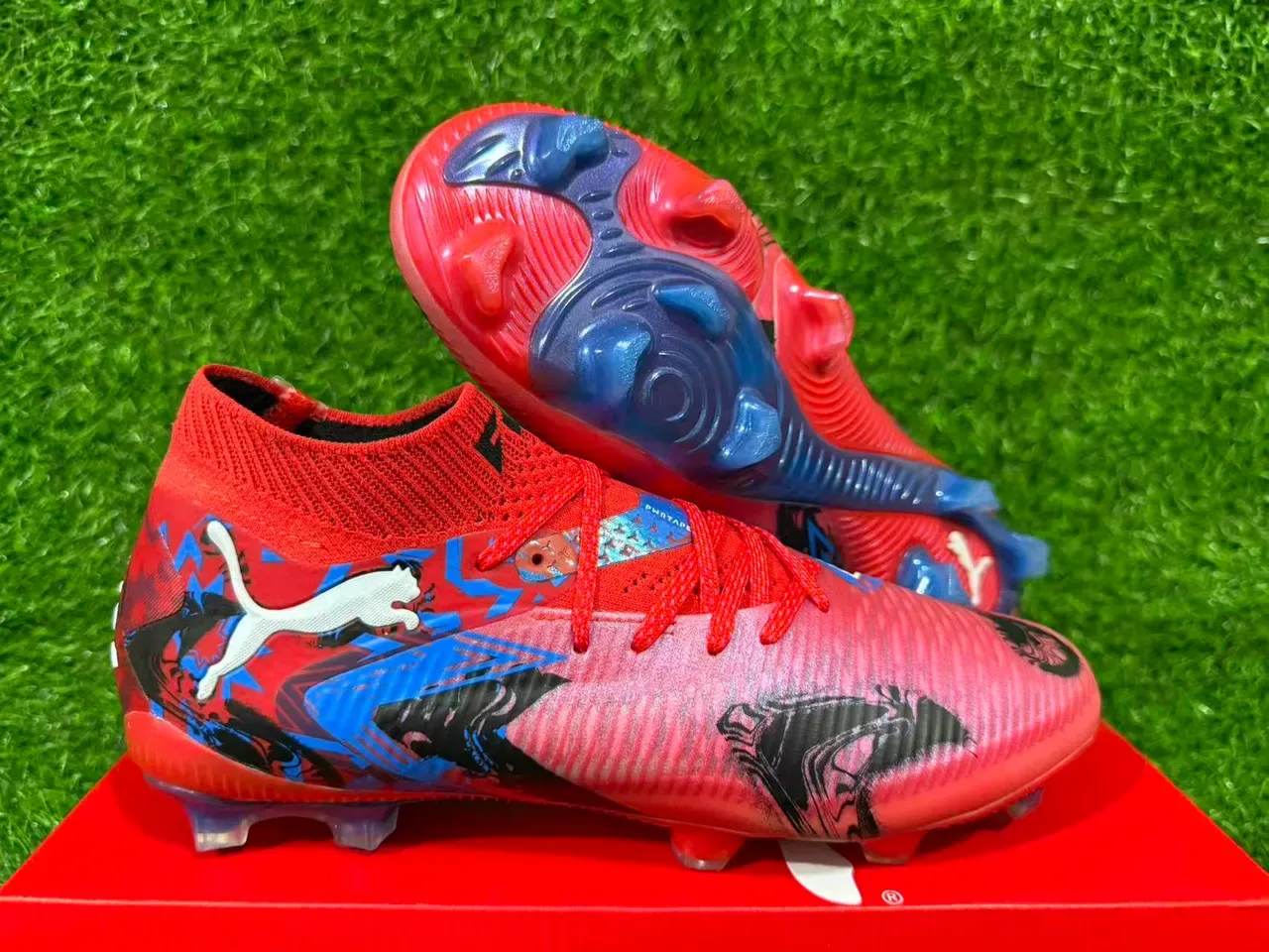 Puma Future Z Graphic Print Red Pink Blue Firm-Ground Soccer Shoes 9